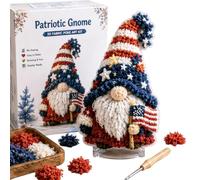 Projet d'art textile avec une présentation prête à l'emploi, patriotique d | Projet d'art textile complet, construction en tissu texturé, résultat prêt à être affiché pour une étagère ou un mur