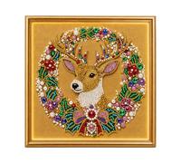 Projet de peinture de perles de Noël avec des détails de, G | Conception de placement de pierres précieuses adaptée débutants, de Noël encadrée, accent lumineux