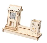 Projet éducatif de travail du bois pour enfants, hygromètre, thermomètres, trousse à crayons pour les amateurs de science, outil scientifique en bois