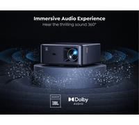 Projeteur 4K avec Google TV, Projeteur WiFi 6 Bluetooth YABER K2s, Son par JBL, Audio Dolby, Mise au point automatique et correction de keystone, Projeteur de film extérieur Native 1080P compatible 4K