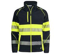 Projob 6443 Veste softshell noire et jaune avec bandes réfléchissantes segmentées EN 20471, veste de protection haute visibilité classe 1, noir/jaune, XXL