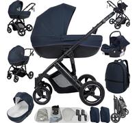 Prokoke Poussette 3 en 1, Poussette avec Réversible Deux Façons de Pousser, Pousette 3 en 1 avec Alliage d'aluminium à Cadre, Poussette Canne avec Conception Pliable en Un Clic (H2 Blue)