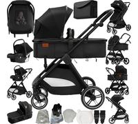 Prokoke Poussette 3 en 1, Poussette avec Réversible Deux Façons de Pousser, Pousette 3 en 1 avec Alliage d'aluminium à Cadre, Pousette Canne avec Conception Pliable en Un Clic (V10 Black)