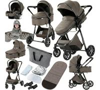 Prokoke Poussette 3 en 1, Poussette avec Réversible Deux Façons de Pousser, Pousette 3 en 1 avec Alliage d'aluminium à Cadre, Poussette Canne avec Conception Pliable en Un Clic (225 Chocolate)