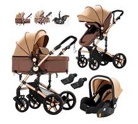 Prokoke Poussette 3 en 1, Poussette avec Réversible Deux Façons de Pousser, Pousette 3 en 1 avec Alliage d'aluminium à Cadre, Poussette Canne avec Conception Pliable en Un Clic (khaki 588)