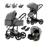 Prokoke Poussette 3 en 1, Poussette Bebe avec Conception Pliable en Un Clic, Poussette Combinée Réversible Deux Façons de Pousser, Poussette Citadine Alliage d'aluminium à Cadre (grey 588)