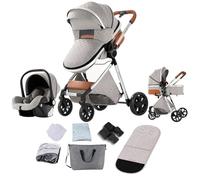 Prokoke Poussette 3 en 1, Poussette Bebe avec Conception Pliable en Un Clic, Poussette Combinée Réversible Deux Façons de Pousser, Poussette Citadine Alliage d'aluminium à Cadre (225 Light Grey)