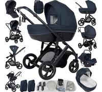 Prokoke Poussette 4 en 1, Poussette Bebe avec Conception Pliable en Un Clic, Poussette Combinée Réversible Deux Façons de Pousser, Poussette Citadine Alliage d'aluminium à Cadre (H2 Blue)