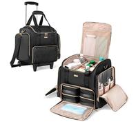 Prokva Sac à Médicaments à Roulettes pour Voyage Grand Pilulier Sac de Rangement à Roulettes avec 4 Étuis et Chariot Amovible Noir