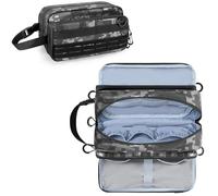 Prokva Trousse de Toilette de Voyage pour Homme, Trousse d'hygiène Tactique, Trousse de Rasage, Trousse de Toilette, Trousse de Toilette avec Grande Capacité, Noir Numérique (Sac Vide Uniquement)