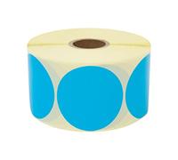 Prolac Lot de 1000 pastilles adhésives colorées sur rouleau - 25 x 25 mm - Bleu - À pois - Autocollants ronds - Parfaits pour étiqueter au bureau - Autocollants ronds