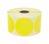 Prolac Lot de 1000 pastilles adhésives colorées sur rouleau - 25 x 25 mm - Jaune - À pois - Autocollants ronds - Parfaits pour étiqueter au bureau - Autocollants ronds