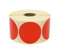 Prolac Lot de 1000 pastilles adhésives colorées sur rouleau - 25 x 25 mm - Rouge - À pois - Autocollants ronds - Parfaits pour étiqueter au bureau - Autocollants ronds
