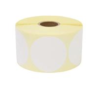 Prolac Points de marquage - Lot de 1000 pastilles adhésives colorées en rouleau, 25 x 25 mm - Blanc, Glue Dots, autocollants ronds parfaits pour l'étiquetage au bureau, autocollants ronds
