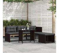 Prolenta Premium - 4-pc. Garden Lounge Set Poly Rattan Brown