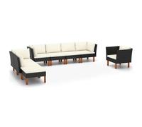 Prolenta Premium 8-pièces Garten-Lounge-Set Poly Rotin Eucalyptus Bois Noir