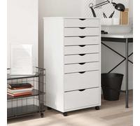 Prolenta Premium - Armoire à roulettes avec tiroirs MOSS Blanc Pin massif