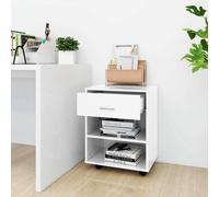 Prolenta Premium - Armoire à roulettes blanc brillant 46x36x59 cm Bois composite