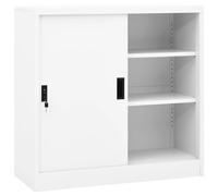Prolenta Premium - Armoire de bureau avec porte coulissante blanche 90x40x90 cm acier