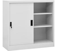 Prolenta Premium - Armoire de bureau avec porte coulissante gris clair 90x40x90 cm acier