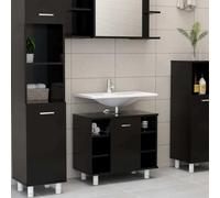 Prolenta Premium - Armoire de salle de bain noire 60x32x53,5 cm bois composite