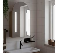 Prolenta Premium - Armoire de toilette avec éclairage LED Bombé aspect chêne