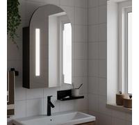 Prolenta Premium - Armoire de toilette avec éclairage LED Bombé Noir 42x13x70 cm