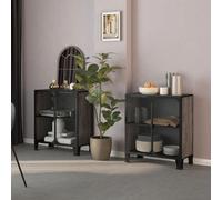 Prolenta Premium - Armoires de rangement 2 pcs. Gris 72x36x82 cm Métal et MDF