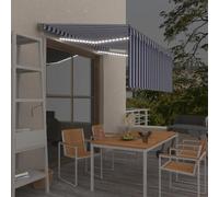 Prolenta Premium - Auvent Automatique Store Led Capteur De Vent 3x2,5 M Bleu/Blanc Bleu