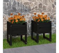 Prolenta Premium - Bac à plantes 2 pcs. noir 40x40x52,5 cm pin massif