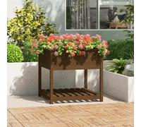 Prolenta Premium - Bac à plantes avec étagère Marron miel 82,5x82,5x81 cm Bois de pin