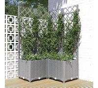 Prolenta Premium - Bac à plantes avec treillis gris clair 80x80x136 cm PP