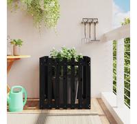 Prolenta Premium - Bac à plantes design clôture en lattes noir 70x70x70 cm bois de pin