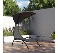 Prolenta Premium - Bain de soleil avec toit gris foncé 167x80x195 cm tissu & acier