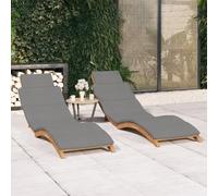 Prolenta Premium - Bains de soleil 2 pcs. avec coussins en teck massif