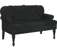 Prolenta Premium - Banc avec dossier noir 119,5x64,5x75 cm velours