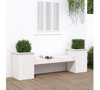 Prolenta Premium - Banc de jardin avec bacs à plantes blanc 184,5x39,5x56,5 cm bois de pin