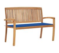 Prolenta Premium - Banc De Jardin Empilable Et Coussin 128,5cm Bois De Teck Massif Bleu