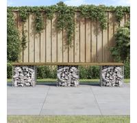 Prolenta Premium - Banc de jardin en gabions 203x44x42 cm Bois de pin imprégné