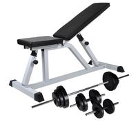 Prolenta Premium - Banc de musculation avec ensemble d'haltères longs et courts 30,5 kg