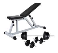 Prolenta Premium - Banc de musculation avec ensemble d'haltères longs et courts 60,5 kg