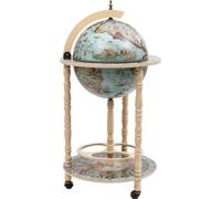 Prolenta Premium - Bar globe avec casier à bouteilles en bois d'eucalyptus bleu