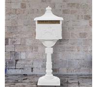 Prolenta Premium - Boîte aux lettres sur socle en aluminium style vintage inoxydable blanc