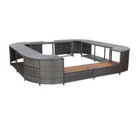 Prolenta Premium - Bordure de spa Carré Gris 268x268x55 cm Poly Rotin