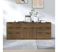 Prolenta Premium - Buffet 3 pièces aspect chêne brun Matériau dérivé du bois