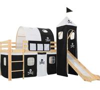 Prolenta Premium - Cadre de lit superposé pour enfants avec toboggan & échelle en pin 97x208cm