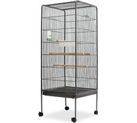 Prolenta Premium - Cage à oiseaux noire 54x54x146 cm Acier