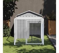 Prolenta Premium - Cage à poules avec enclos gris clair 117x201x123 cm Acier galvanisé