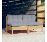 Prolenta Premium - Canapé 2 Places De Jardin Et Coussins Gris Bois De Pin Solide Gris