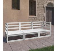 Prolenta Premium - Canapé À 3 Places De Jardin Blanc Bois De Pin Solide Blanc